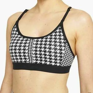 Nike Large Dri-Fit Indy Icon Clash Padded Sports Bra Houndstooth Black & White